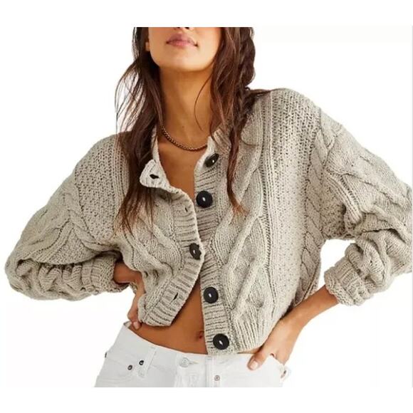 Free People Bonfire Cable Knit Cardigan Sweater - Picture 7 of 7